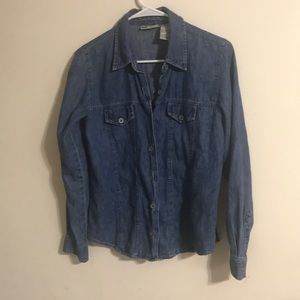 Medium toned blue denim long sleeve shirt